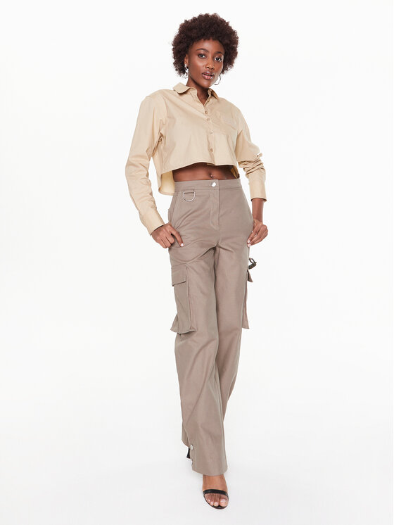 Remain Remain Spodnie materiałowe Canvas RM2158 Beżowy Relaxed Fit