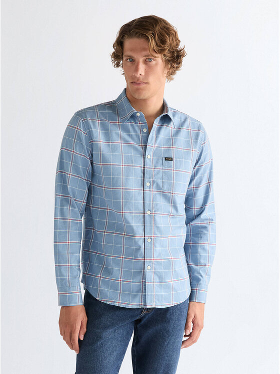 Wrangler Wrangler Koszula 1 PKT SHIRT Niebieski Regular Fit