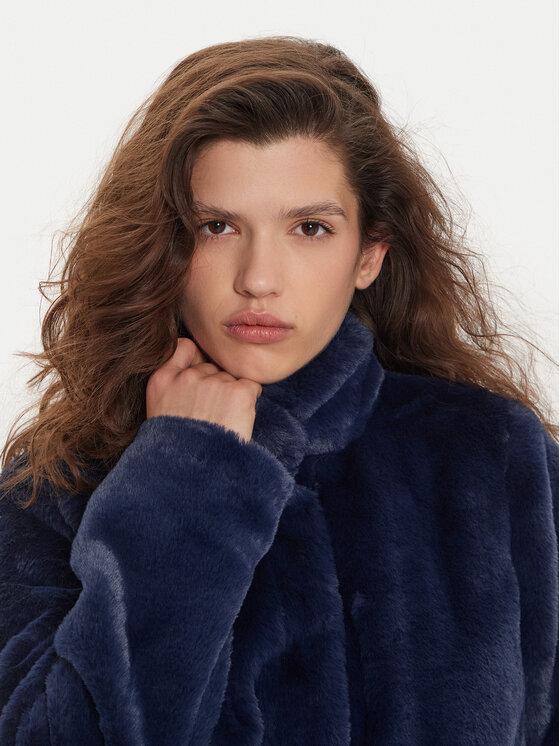 ONLY ONLY Pelzmantel Newvida 15295423 Dunkelblau Regular Fit
