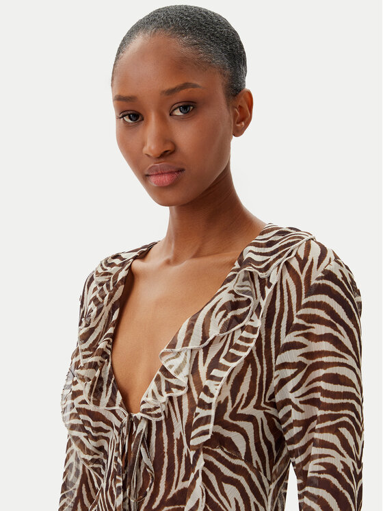 Haveone Haveone Rochie de seară AVS-N043 Maro Slim Fit