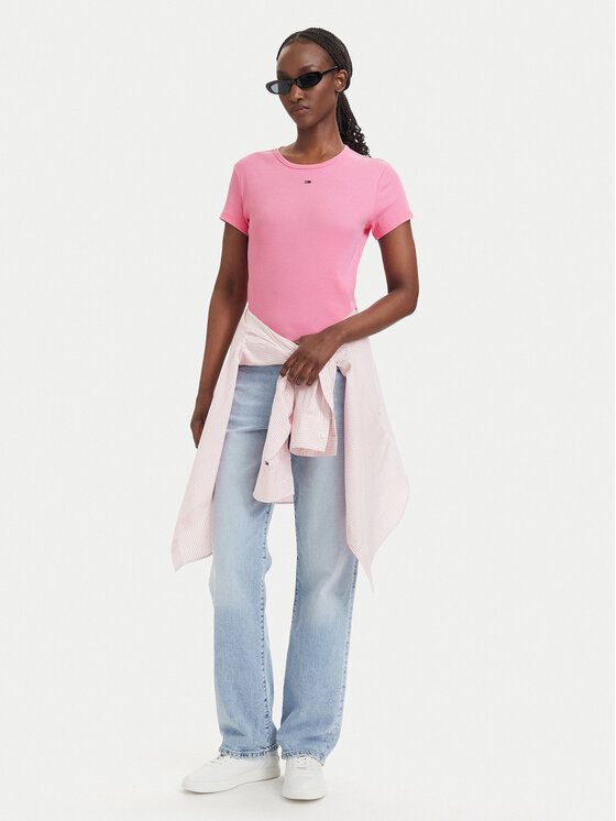 Tommy Jeans Tommy Jeans T-shirt Essential DW0DW17383 Rosa chiaro Slim Fit