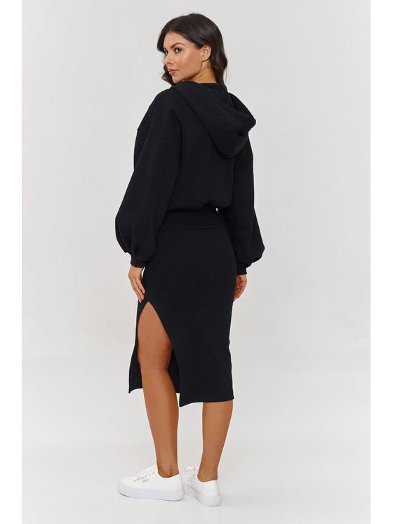 Makadamia Makadamia Komplet bluza i sukienka A6 Czarny Loose Fit