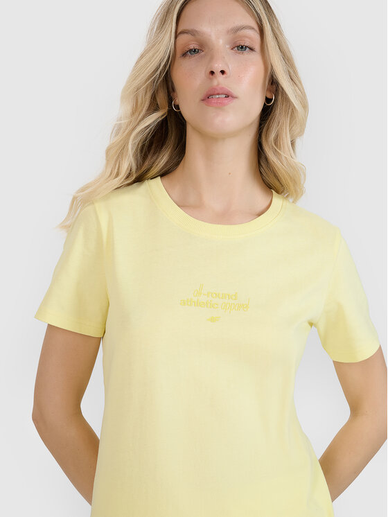 4F 4F T-Shirt MIDSHOP TEXTILE Żółty jasny Regular Fit