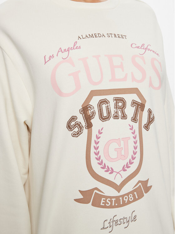 Guess Guess Majica dugih rukava Graphic V4RQ11 K68I0 Écru Regular Fit