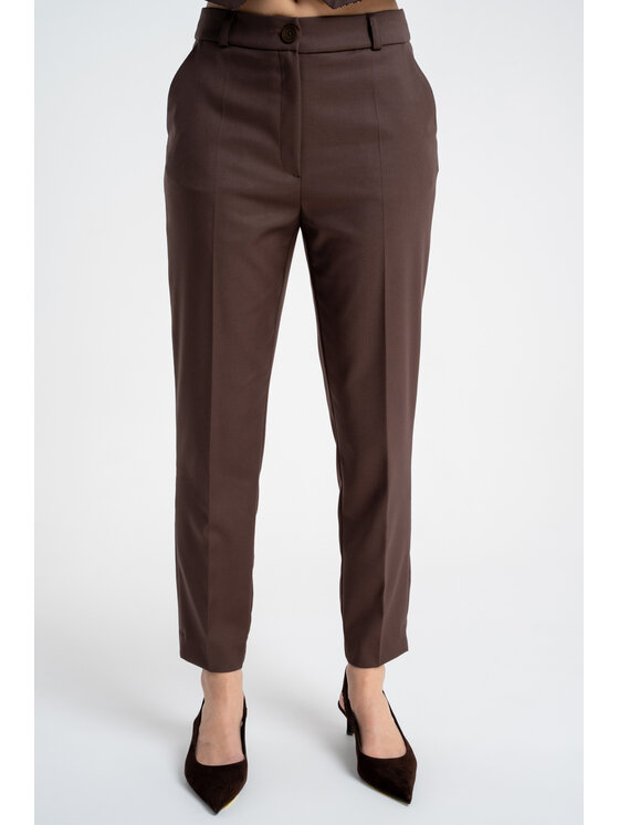 CLICK CLICK Kalhoty z materiálu 30-341 Hnědá Regular Fit