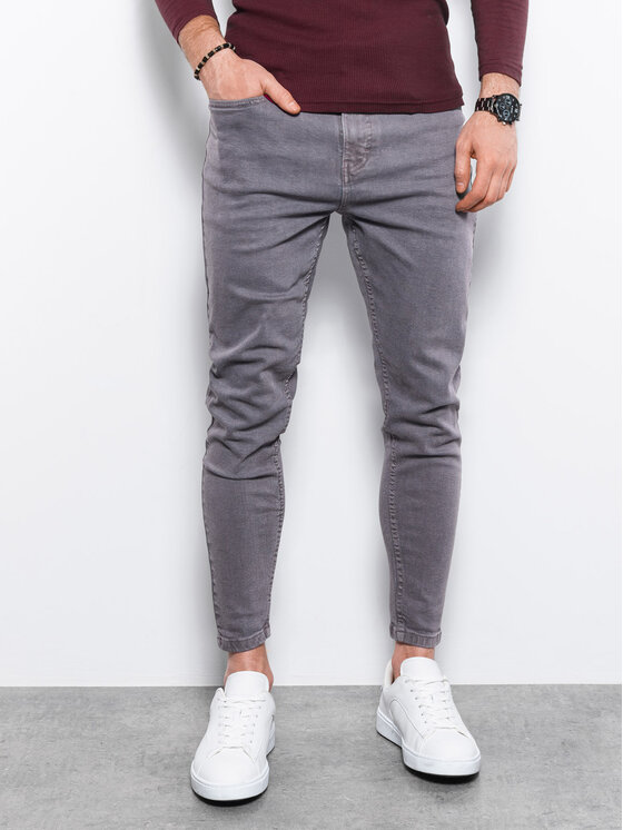 Ombre Ombre Jeansy P1058 Šedá Slim Fit