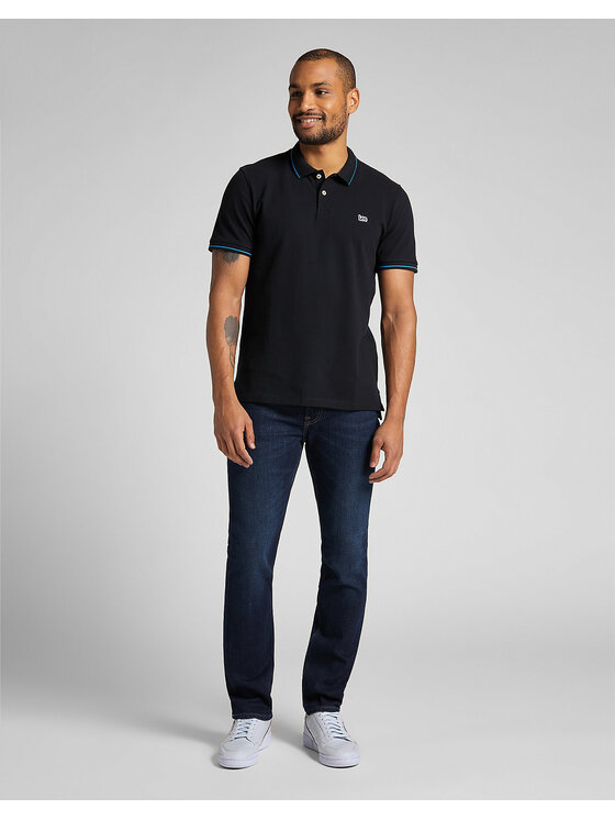 Lee Lee T-Shirt PIQUE POLO Czarny Regular Fit