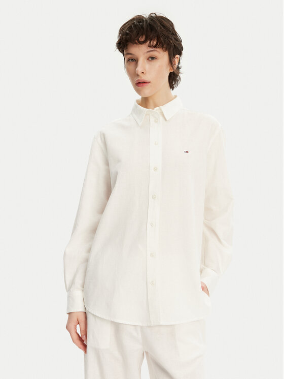 Tommy Jeans Tommy Jeans Cămașă DW0DW20292 Écru Relaxed Fit