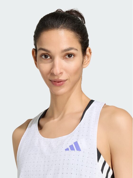 adidas adidas Tank top Adizero Running Biały Slim Fit