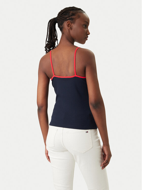 Tommy Jeans Tommy Jeans Top DW0DW22261 Mornarsko modra Slim Fit