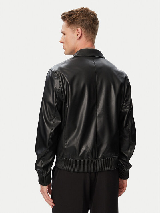 Calvin Klein Calvin Klein Μπουφάν από απομίμηση δέρματος LV04RG406G Μαύρο Regular Fit