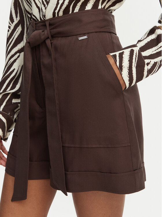 Guess Guess Шорти от плат W5GD1R WG4C2 Тъмнокафяв Regular Fit