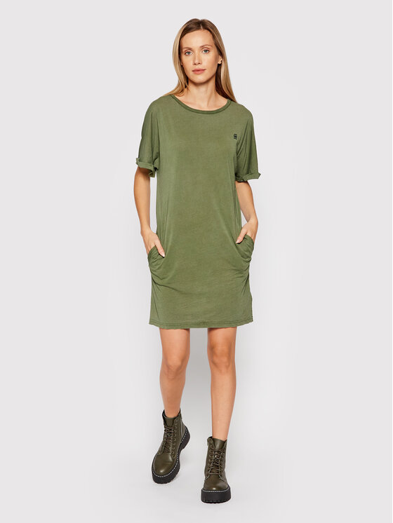 G Star Raw Robe de jour Joosa D17175 4107 B575 Vert Regular Fit