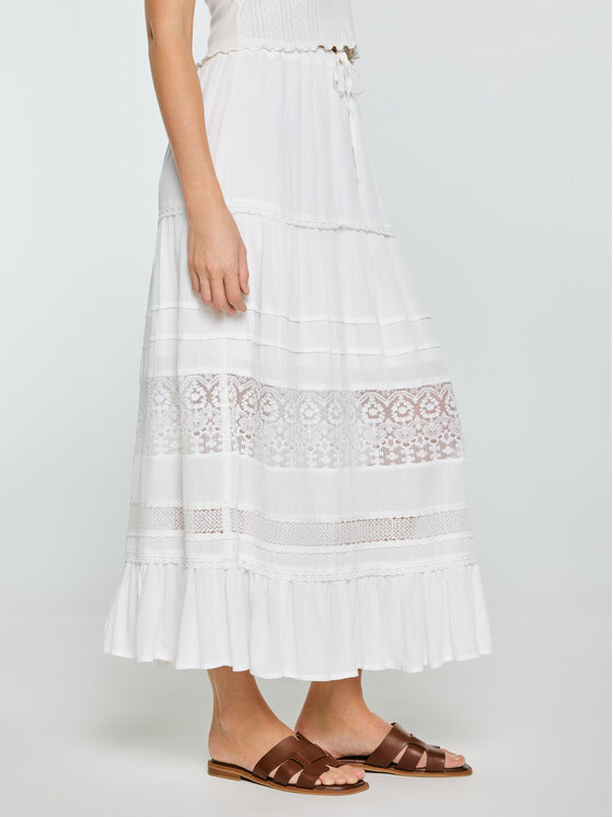 BIG STAR BIG STAR Spódnica maxi BOHI Biały Basic Fit
