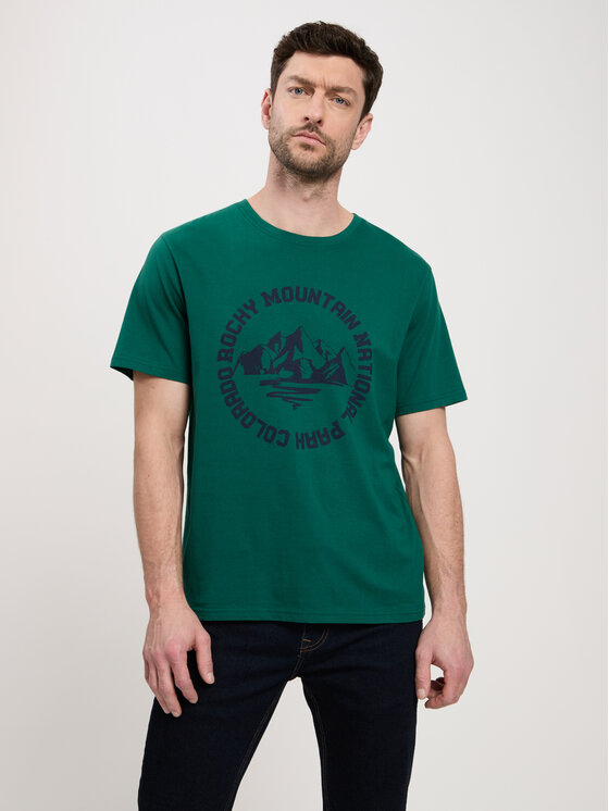 Cross Jeans Cross Jeans T-Shirt 16017-027 Zielony Regular Fit