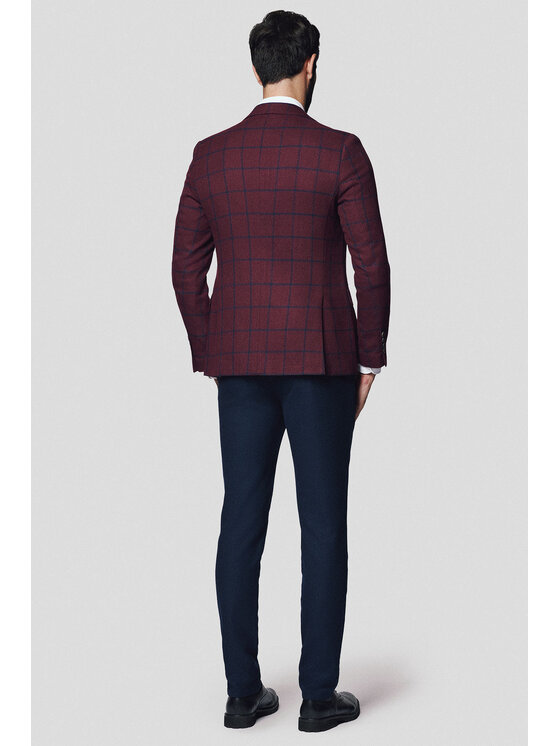 Lancerto Lancerto Marynarka Scafati MA131224000003 Bordowy Slim Fit