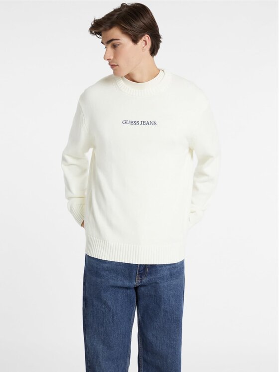Guess Jeans Guess Jeans Sweter 168473 Biały Classic Fit