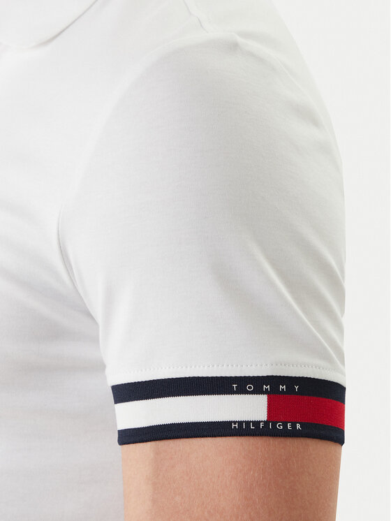 Tommy Hilfiger Tommy Hilfiger Тениска с яка и копчета MW0MW42743 Бял Slim Fit