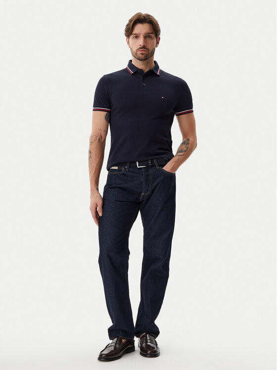 Tommy Hilfiger Tommy Hilfiger Pólóing Tipped MW0MW37346 Sötétkék Slim Fit