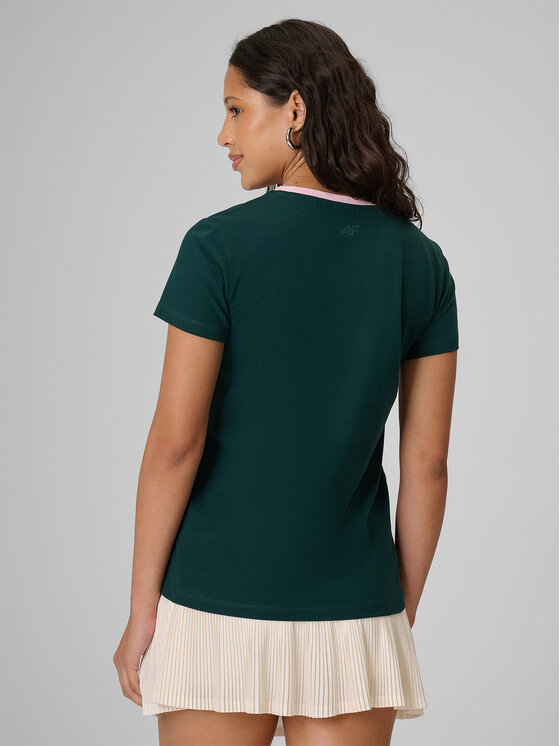 4F 4F T-Shirt COURT SOCIETY Zielony ciemny Regular Fit