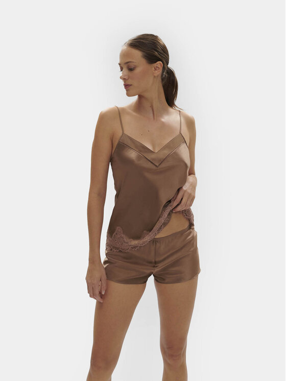 Simone Pérèle Simone Pérèle Cămașă pijama Nocturne 17F900 Bej Comfort Fit