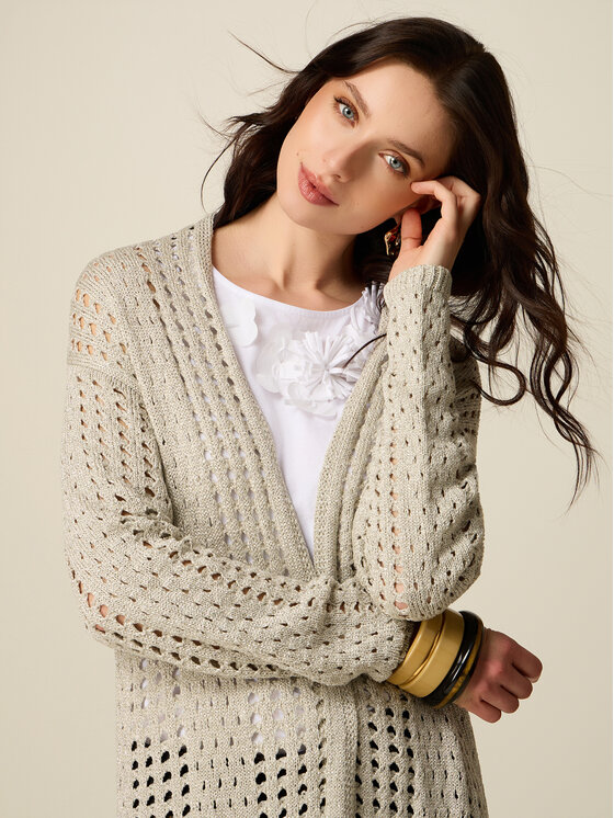 Oltre Oltre Cardigan M577E001972N013 Argento Baggy Fit