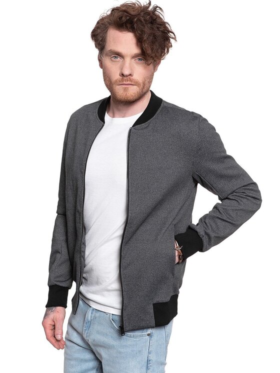 Selected Selected Kurtka przejściowa HOMME SLHJUAN BOBMER SWEAT JACKET Szary Regular Fit