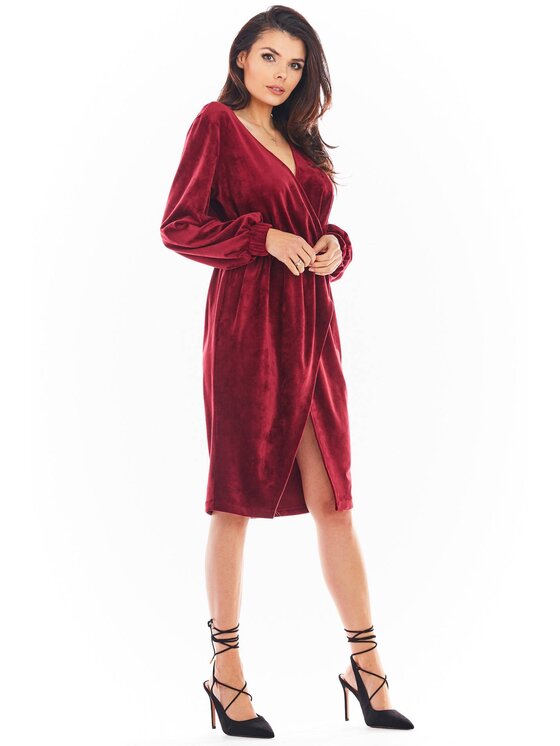 Awama Awama Vestito di maglia A406 Bordeaux Basic Fit
