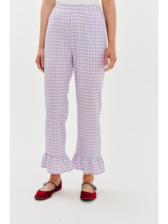 NAOKO NAOKO Kalhoty z materiálu Lavender Bloom Fialová Regular Fit