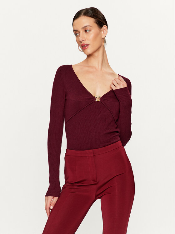 Pinko Πουλόβερ Giraffa 101846 A15S Μπορντό Regular Fit