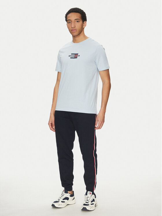 Tommy Hilfiger Tommy Hilfiger Tricou Flag Box MW0MW38636 Albastru celest Regular Fit