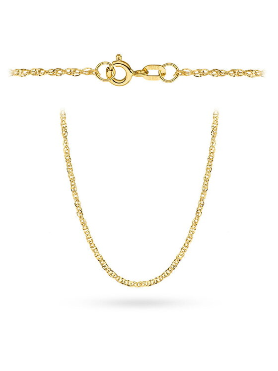 Fugart Fugart Naszyjnik Singapur podwójnie skręcony diamentowany 40cm FUG1-38-L00129-2 Złoty