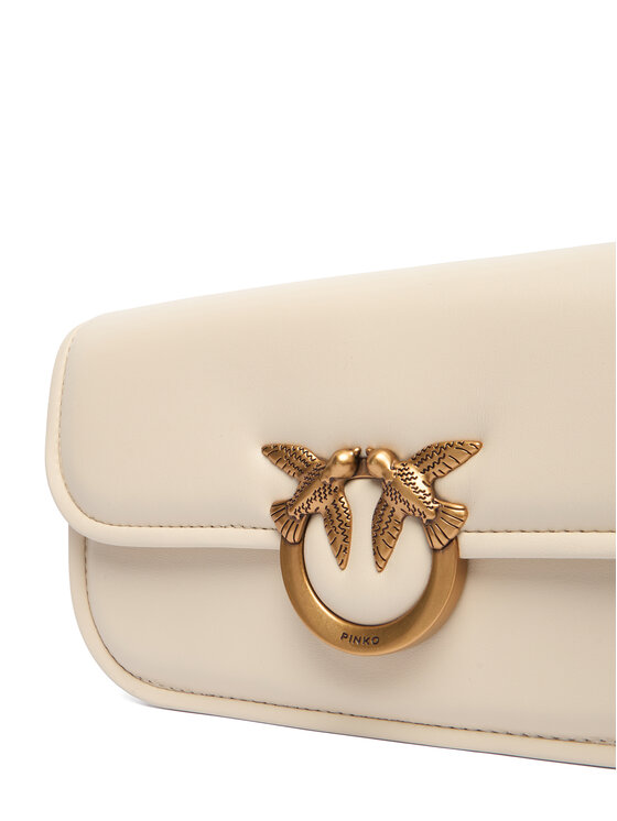 PINKO PINKO Дамска чанта Love Box Baguette Al 25-26 PLTT 105083 A26L Екрю