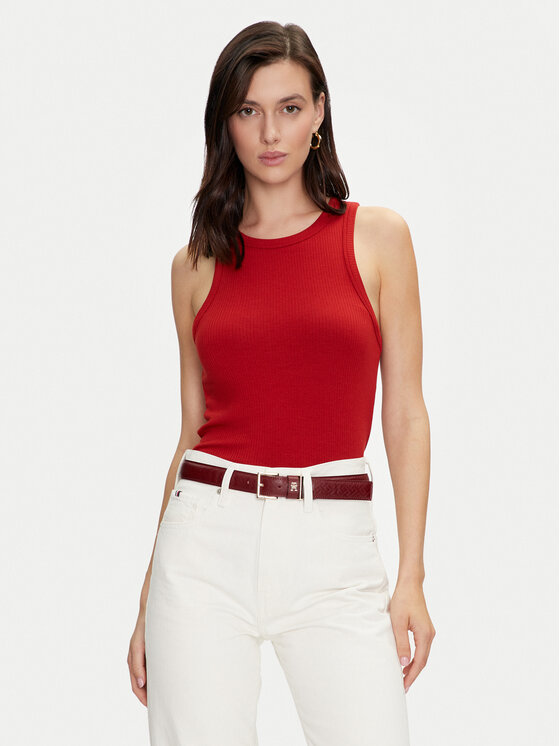Tommy Hilfiger Top WW0WW38635 Rosso Slim Fit, taglia : S