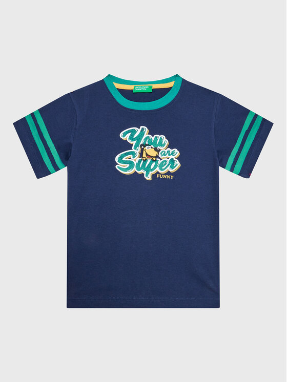 United Colors Of Benetton United Colors Of Benetton T-krekls 3096G108K Tumši zils Regular Fit
