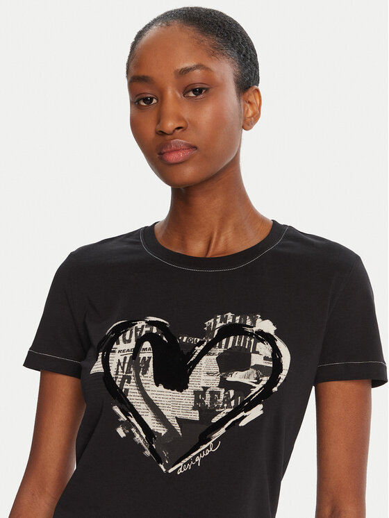 Desigual Desigual T-krekls Letter Core 25WWTK04 Melns Regular Fit