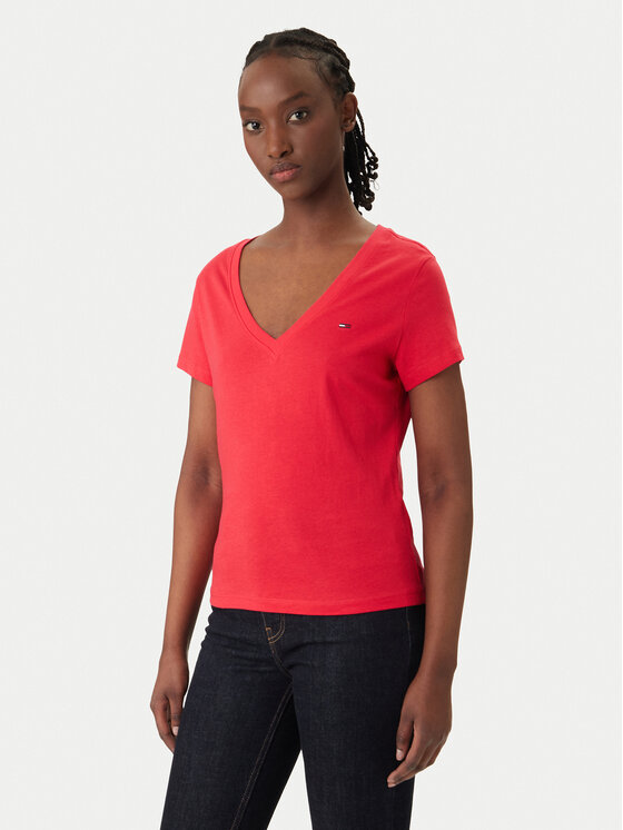 Tommy Jeans Tommy Jeans Тишърт DW0DW20458 Червен Slim Fit