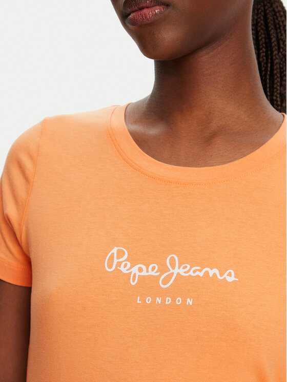 Pepe Jeans Pepe Jeans T-krekls New Virginia PL505202 Oranžs Slim Fit