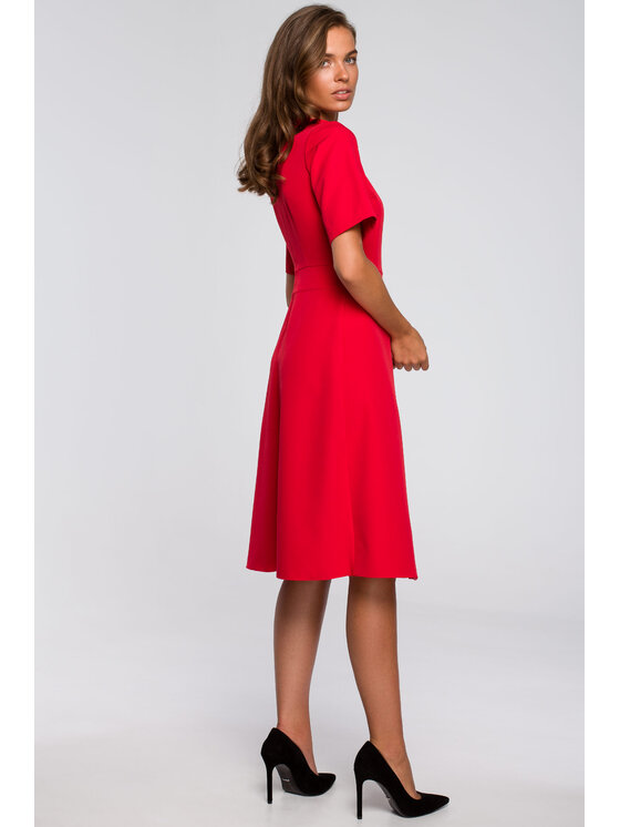 Stylove Stylove Sukienka koktajlowa S240 Czerwony Regular Fit