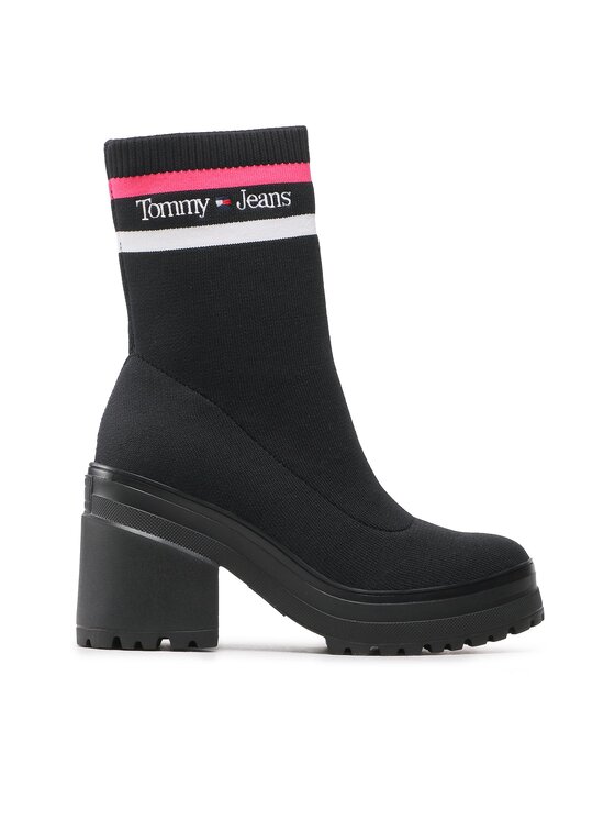 Tommy Jeans Škornji Knitted Boot EN0EN02061 Črna