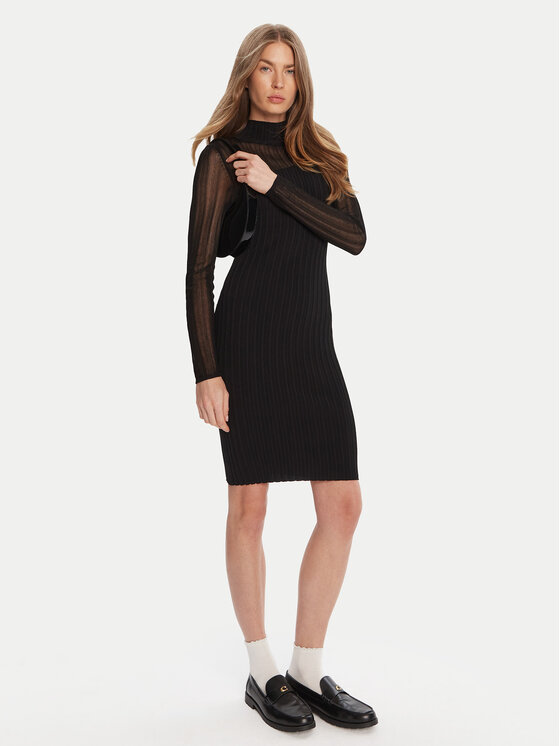 HUGO HUGO Плетена рокля Siclaminy 50542664 Черен Slim Fit