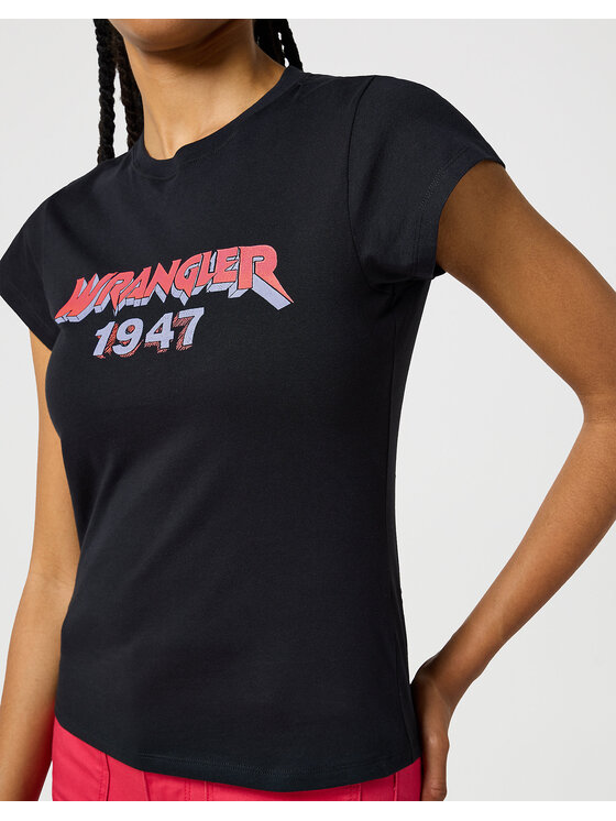 Wrangler Wrangler T-Shirt SHRUNKEN BAND TEE Czarny Regular Fit