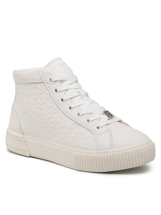 Tommy Hilfiger Tommy Hilfiger Sneakersy Th Monogram Leather Sneaker High FW0FW06856 Beżowy