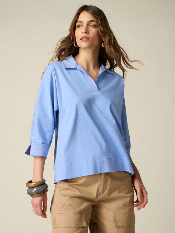 Oltre Oltre Koszula G079J004536N004 Turkusowy Regular Fit