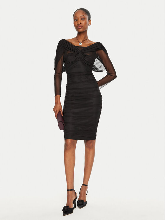 Rinascimento Rinascimento Koktel haljina CFC0121017003 Crna Slim Fit