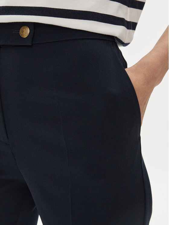 Tommy Hilfiger Tommy Hilfiger Hlače iz tkanine Gold Button WW0WW42455 Mornarsko modra Flare Fit