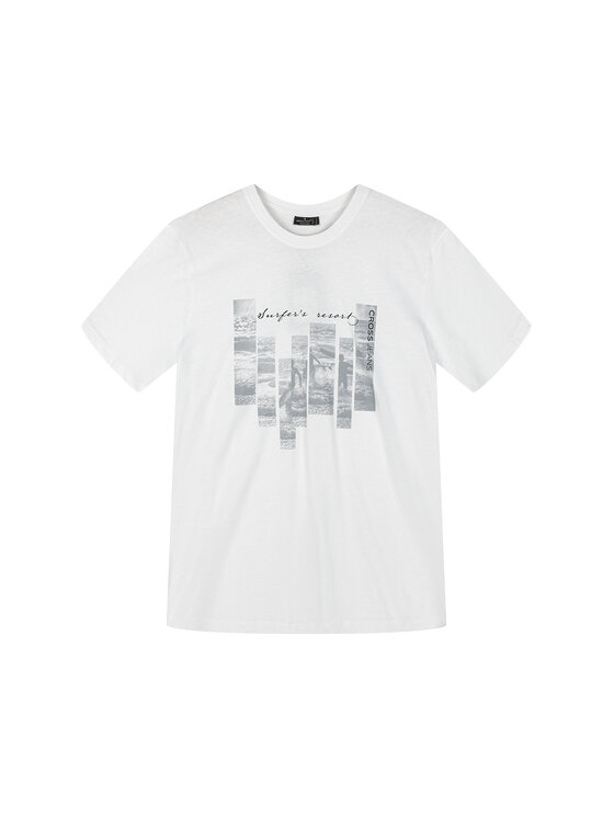 Cross Jeans Cross Jeans T-Shirt 16161-008 Biały Regular Fit