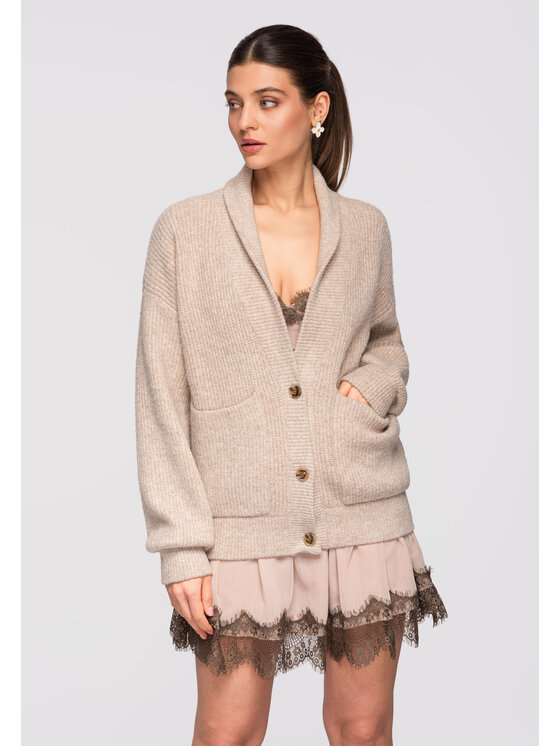 Ombre Ombre Kardigan OW-SWCD-0104 Beżowy Oversize