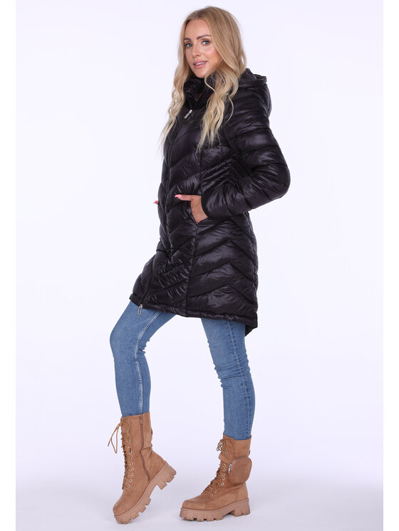 Perso Perso Kurtka przejściowa pikowana przejściowa Czarny Slim Fit