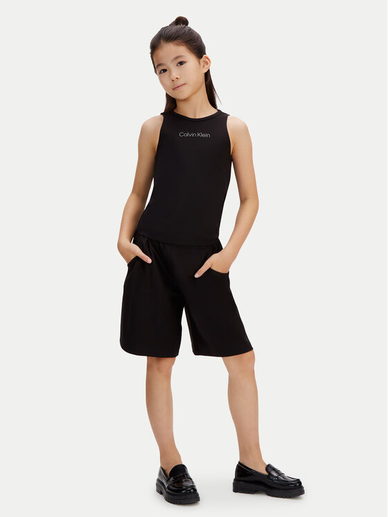 Calvin Klein Calvin Klein Pantalon scurți din material Punto Milano LVCKSJC21G Negru Relaxed Fit
